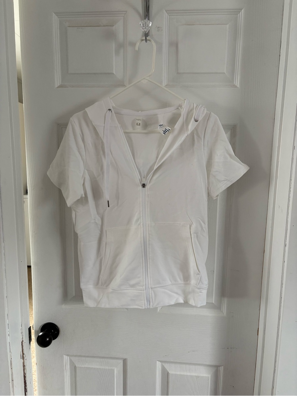 Women's White Short-Sleeve Zip Utility Hoodie